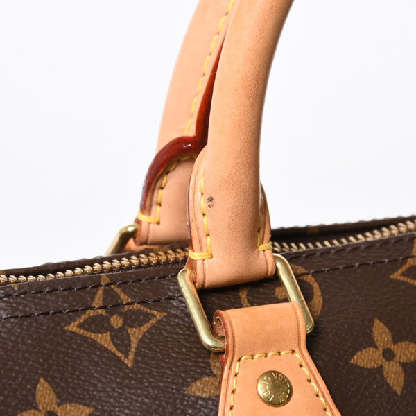 LOUIS VUITTON ルイヴィトン スピーディ25 ハンドバック M41528 モノグラム PVC ヌメ革 レザー ブラウン ゴールド金具 美品 中古 4a008268