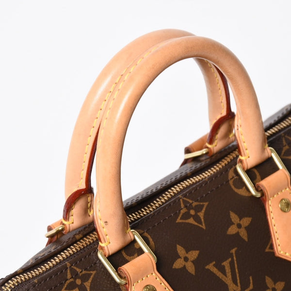 LOUIS VUITTON ルイヴィトン スピーディ25 ハンドバック M41528 モノグラム PVC ヌメ革 レザー ブラウン ゴールド金具 美品 中古 4a008268