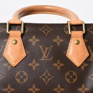 LOUIS VUITTON ルイヴィトン スピーディ25 ハンドバック M41528 モノグラム PVC ヌメ革 レザー ブラウン ゴールド金具 美品 中古 4a008268