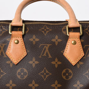 LOUIS VUITTON ルイヴィトン スピーディ25 ハンドバック M41528 モノグラム PVC ヌメ革 レザー ブラウン ゴールド金具 美品 中古 4a008268