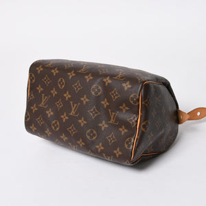 LOUIS VUITTON ルイヴィトン スピーディ25 ハンドバック M41528 モノグラム PVC ヌメ革 レザー ブラウン ゴールド金具 美品 中古 4a008268