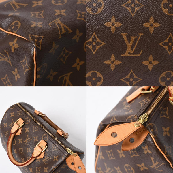 LOUIS VUITTON ルイヴィトン スピーディ25 ハンドバック M41528 モノグラム PVC ヌメ革 レザー ブラウン ゴールド金具 美品 中古 4a008268