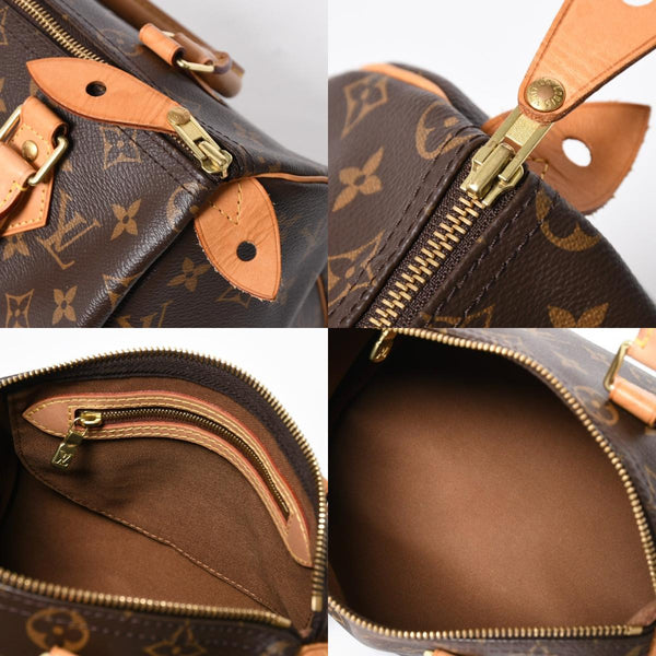 LOUIS VUITTON ルイヴィトン スピーディ25 ハンドバック M41528 モノグラム PVC ヌメ革 レザー ブラウン ゴールド金具 美品 中古 4a008268