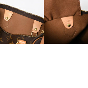 LOUIS VUITTON ルイヴィトン スピーディ25 ハンドバック M41528 モノグラム PVC ヌメ革 レザー ブラウン ゴールド金具 美品 中古 4a008268