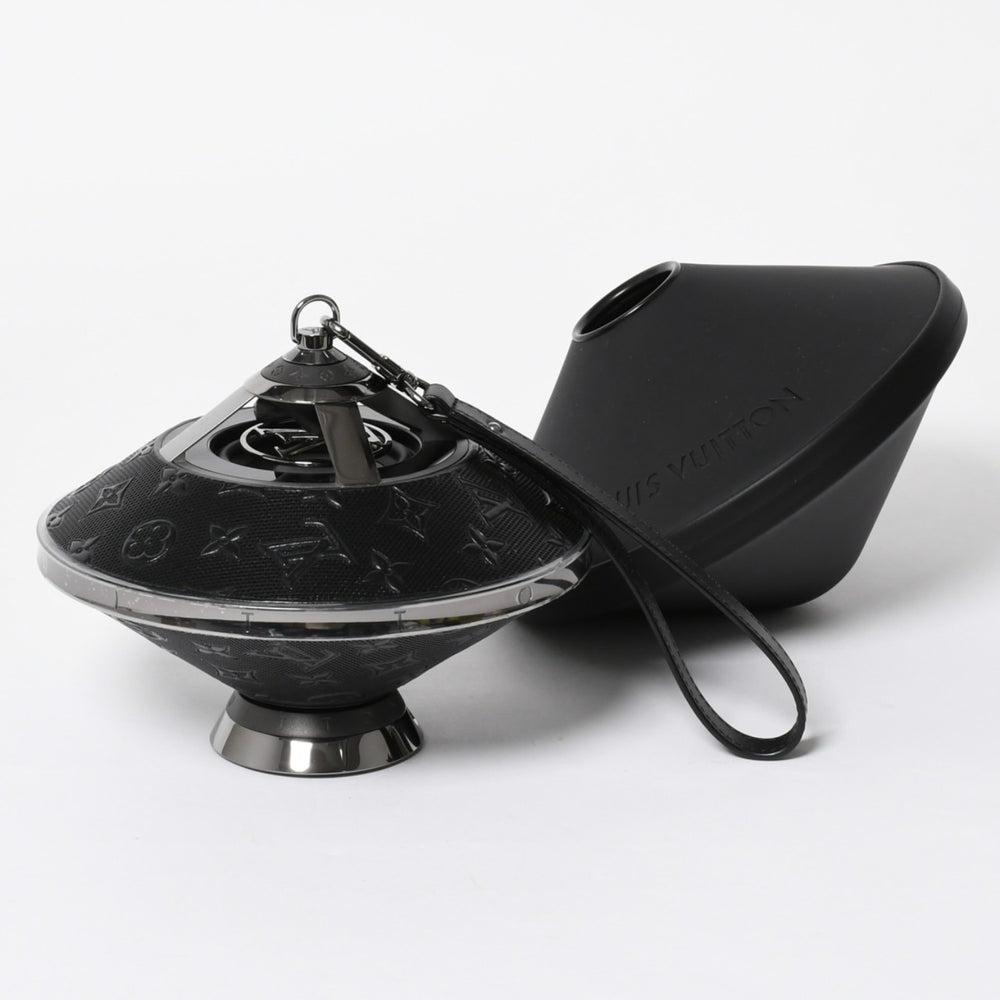 極美品 LOUIS VUITTON ルイヴィトン ホライゾン ライトアップ スピーカー QAC000 トゥピ ブラック メタルブラック金具 モノグラムフラワー 中古 4a008189