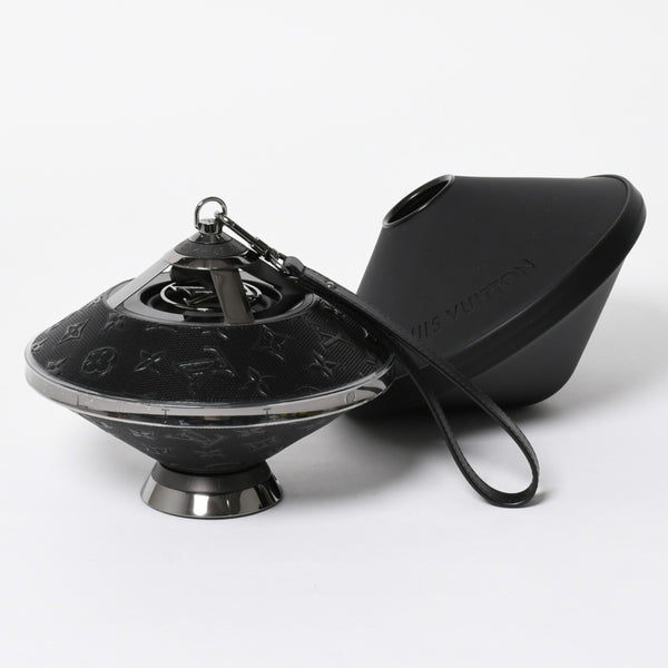 極美品 LOUIS VUITTON ルイヴィトン ホライゾン ライトアップ スピーカー QAC000 トゥピ ブラック メタルブラック金具 モノグラムフラワー 中古 4a008189