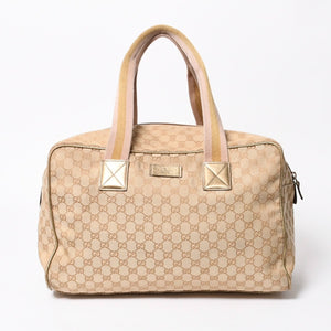 GUCCI グッチ GGキャンバス ボストンバッグ ピンク ゴールド ベージュ シルバー金具 153240 美品 中古 4a007886