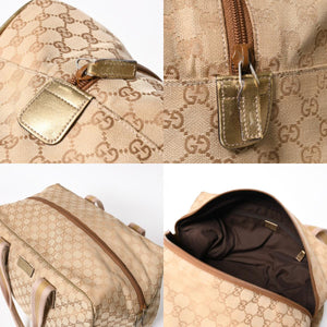 GUCCI グッチ GGキャンバス ボストンバッグ ピンク ゴールド ベージュ シルバー金具 153240 美品 中古 4a007886