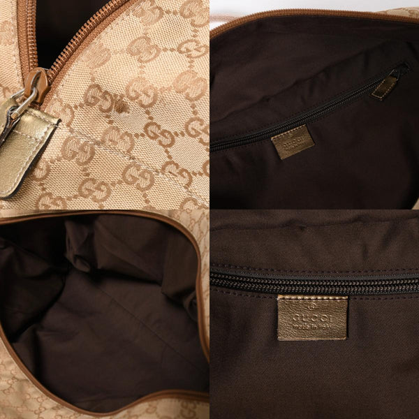 GUCCI グッチ GGキャンバス ボストンバッグ ピンク ゴールド ベージュ シルバー金具 153240 美品 中古 4a007886