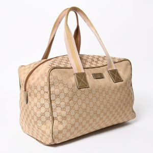 GUCCI グッチ GGキャンバス ボストンバッグ ピンク ゴールド ベージュ シルバー金具 153240 美品 中古 4a007886