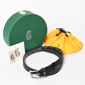 新品同様品 GOYARD ゴヤール ベルト・フレガット ベルト 85cm ブラック ブラウン シルバー金具 FREGA2085CL01TY01P 中古 4a007969