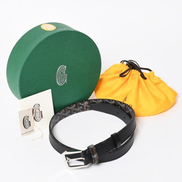 新品同様品 GOYARD ゴヤール ベルト・フレガット ベルト 85cm ブラック ブラウン シルバー金具 FREGA2085CL01TY01P 中古 4a007969
