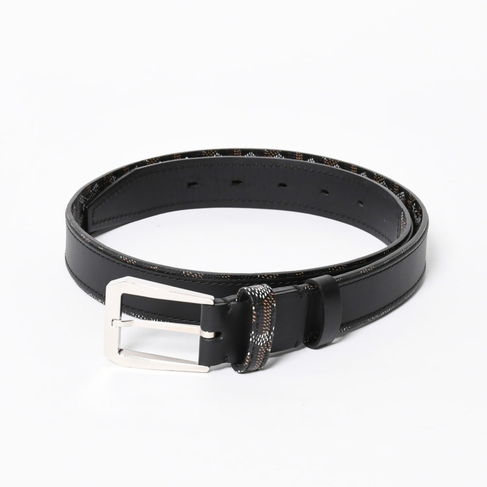 Like new GOYARD Belt/Fregat Belt 85cm Black Brown Silver Hardware FREGA2085CL01TY01P Used 4a007969