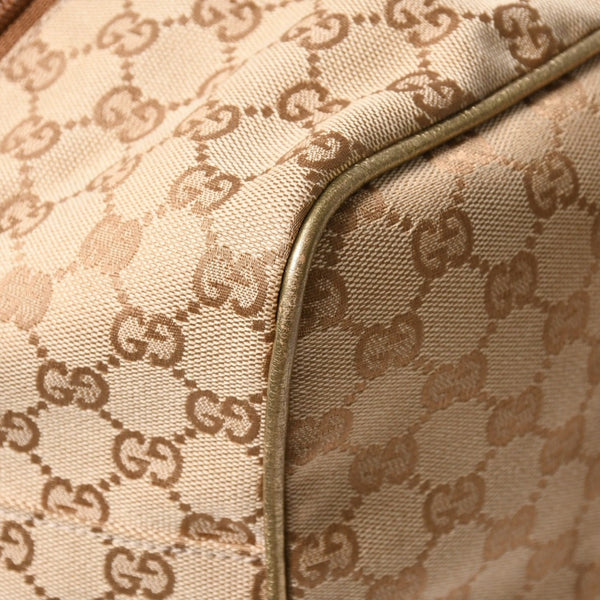 GUCCI グッチ GGキャンバス ボストンバッグ ピンク ゴールド ベージュ シルバー金具 153240 美品 中古 4a007886