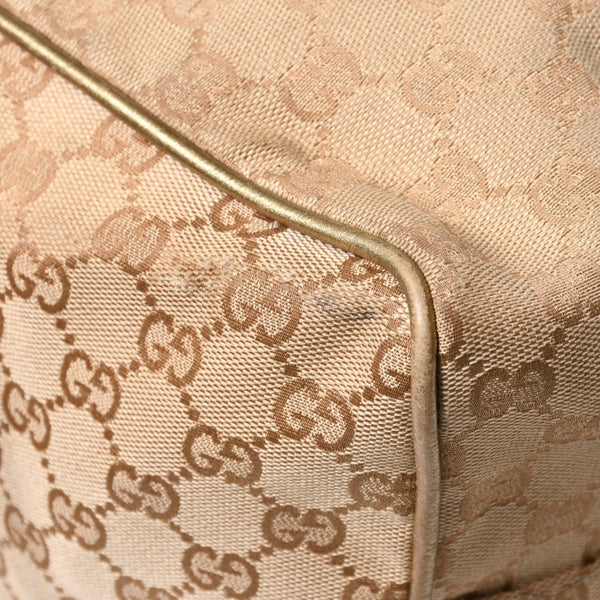 GUCCI グッチ GGキャンバス ボストンバッグ ピンク ゴールド ベージュ シルバー金具 153240 美品 中古 4a007886