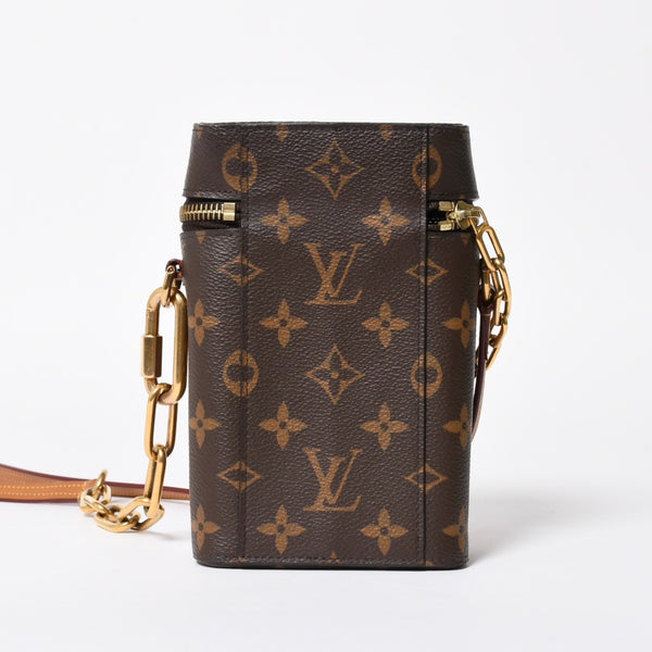 極美品 LOUIS VUITTON ルイヴィトン モノグラム フォーンボックス ミニショルダーバッグ M44914 ブラウン ゴールド金具 中古 4a007859