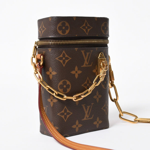 極美品 LOUIS VUITTON ルイヴィトン モノグラム フォーンボックス ミニショルダーバッグ M44914 ブラウン ゴールド金具 中古 4a007859