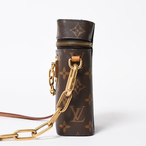 極美品 LOUIS VUITTON ルイヴィトン モノグラム フォーンボックス ミニショルダーバッグ M44914 ブラウン ゴールド金具 中古 4a007859