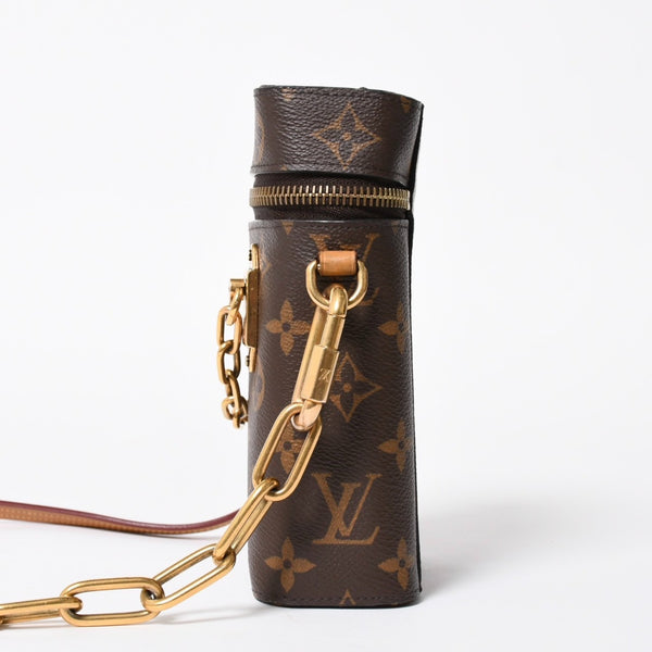 極美品 LOUIS VUITTON ルイヴィトン モノグラム フォーンボックス ミニショルダーバッグ M44914 ブラウン ゴールド金具 中古 4a007859
