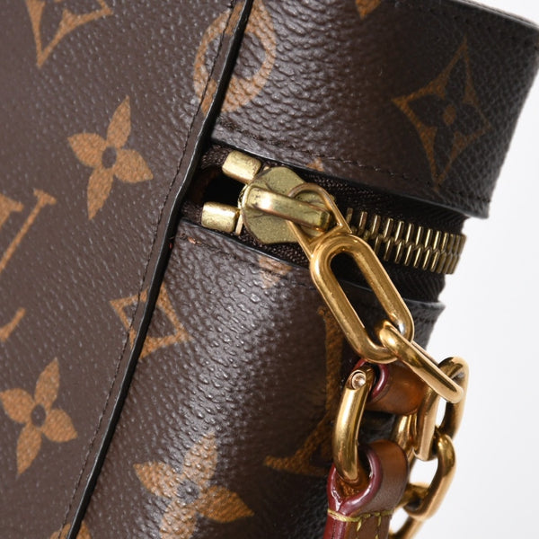 極美品 LOUIS VUITTON ルイヴィトン モノグラム フォーンボックス ミニショルダーバッグ M44914 ブラウン ゴールド金具 中古 4a007859