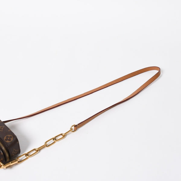 極美品 LOUIS VUITTON ルイヴィトン モノグラム フォーンボックス ミニショルダーバッグ M44914 ブラウン ゴールド金具 中古 4a007859