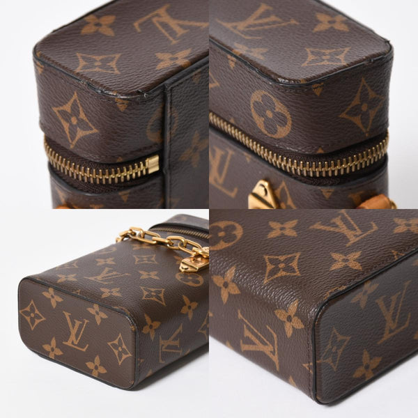 極美品 LOUIS VUITTON ルイヴィトン モノグラム フォーンボックス ミニショルダーバッグ M44914 ブラウン ゴールド金具 中古 4a007859