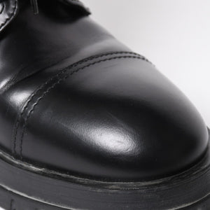 極美品 PRADA プラダ サイドジップ レースアップコンバットブーツ ブラック レザー キャップトゥ サイズ37(23.5cm) シルバー金具 中古 4a007755