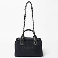 極美品 CHANEL シャネル 2WAY ショルダーバッグ ハンドバッグ チェーンショルダーバッグ ドーヴィルライン ネイビー ランダム番台 中古 4a008264