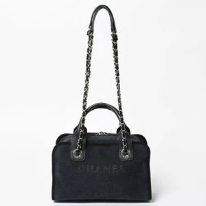 極美品 CHANEL シャネル 2WAY ショルダーバッグ ハンドバッグ チェーンショルダーバッグ ドーヴィルライン ネイビー ランダム番台 中古 4a008264