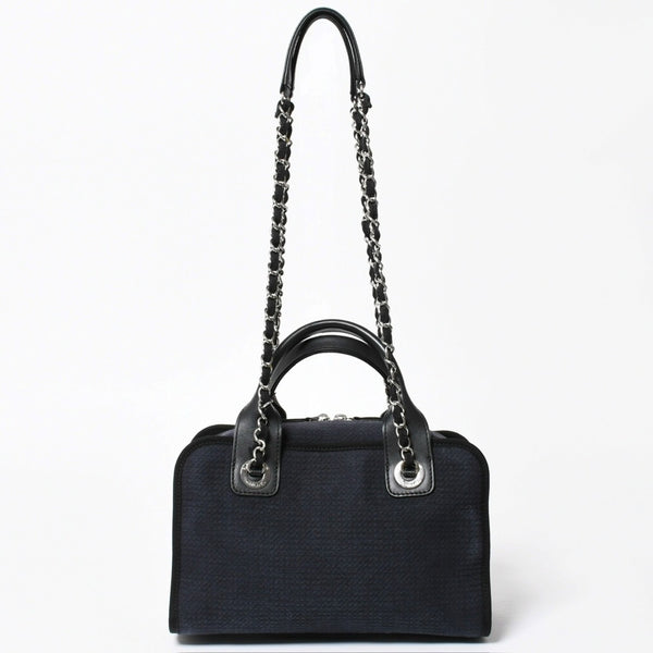 極美品 CHANEL シャネル 2WAY ショルダーバッグ ハンドバッグ チェーンショルダーバッグ ドーヴィルライン ネイビー ランダム番台 中古 4a008264