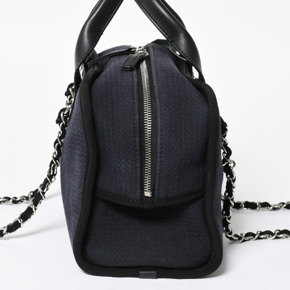 Very Good Condition CHANEL 2WAY Shoulder Bag Handbag Chain Shoulder Bag Deauville Line Navy Random Number Used 4a008264