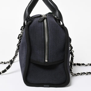 極美品 CHANEL シャネル 2WAY ショルダーバッグ ハンドバッグ チェーンショルダーバッグ ドーヴィルライン ネイビー ランダム番台 中古 4a008264