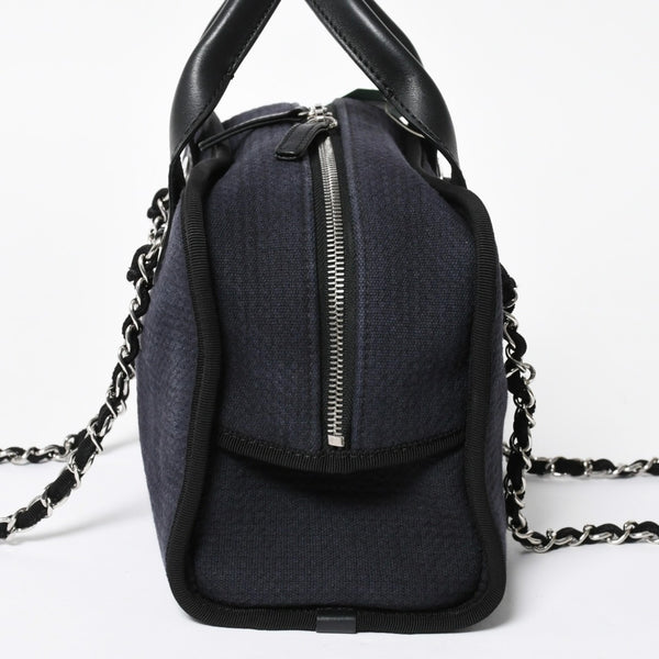 極美品 CHANEL シャネル 2WAY ショルダーバッグ ハンドバッグ チェーンショルダーバッグ ドーヴィルライン ネイビー ランダム番台 中古 4a008264
