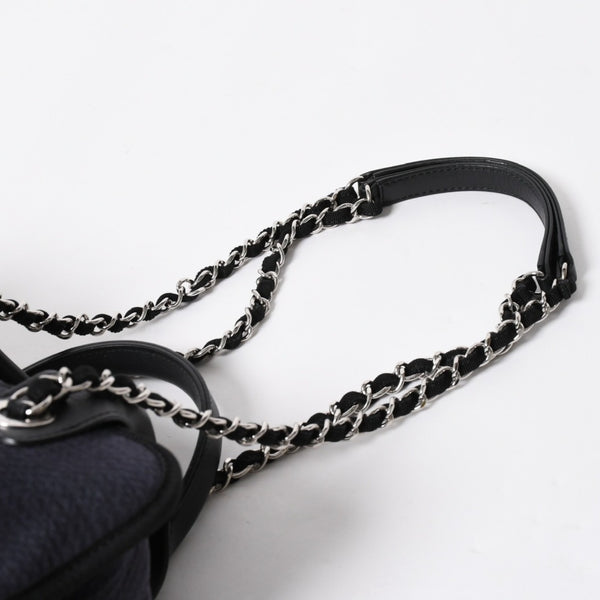 極美品 CHANEL シャネル 2WAY ショルダーバッグ ハンドバッグ チェーンショルダーバッグ ドーヴィルライン ネイビー ランダム番台 中古 4a008264