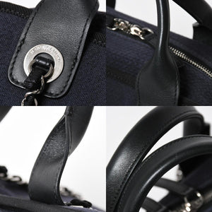 極美品 CHANEL シャネル 2WAY ショルダーバッグ ハンドバッグ チェーンショルダーバッグ ドーヴィルライン ネイビー ランダム番台 中古 4a008264