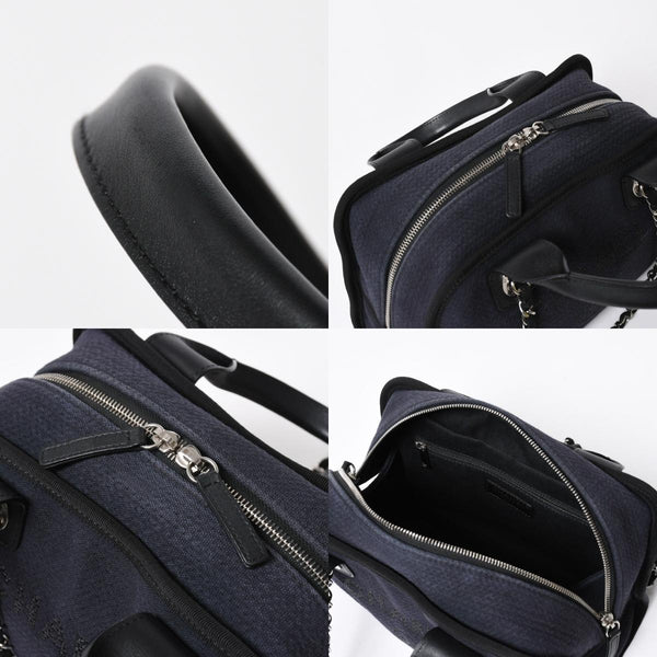 極美品 CHANEL シャネル 2WAY ショルダーバッグ ハンドバッグ チェーンショルダーバッグ ドーヴィルライン ネイビー ランダム番台 中古 4a008264