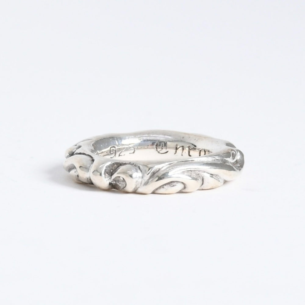 極美品 CHROME HEARTS クロムハーツ SCROLL BAND RING スクロール バンド リング 重量約8.87g サイズ9号 シルバー925 中古 4a007954