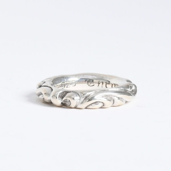 極美品 CHROME HEARTS クロムハーツ SCROLL BAND RING スクロール バンド リング 重量約8.87g サイズ9号 シルバー925 中古 4a007954