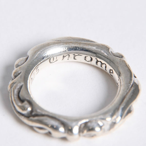 極美品 CHROME HEARTS クロムハーツ SCROLL BAND RING スクロール バンド リング 重量約8.87g サイズ9号 シルバー925 中古 4a007954