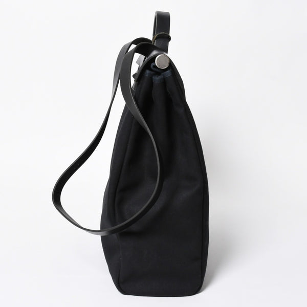 HERMES エルメス エールバッグMM 2WAY ショルダーバッグ ハンドバッグ □C刻印 トワル カーフレザー ブラック シルバー金具 美品 中古 4a007885