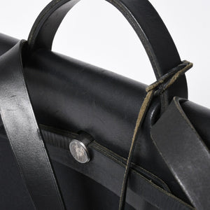 HERMES エルメス エールバッグMM 2WAY ショルダーバッグ ハンドバッグ □C刻印 トワル カーフレザー ブラック シルバー金具 美品 中古 4a007885