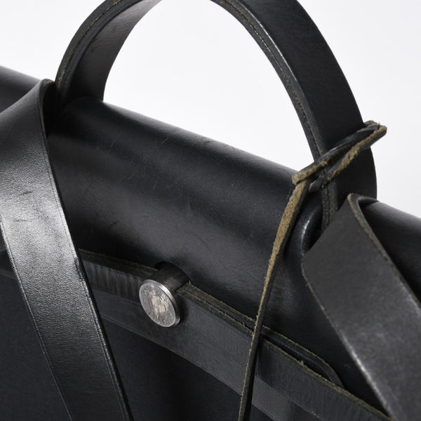 HERMES エルメス エールバッグMM 2WAY ショルダーバッグ ハンドバッグ □C刻印 トワル カーフレザー ブラック シルバー金具 美品 中古 4a007885