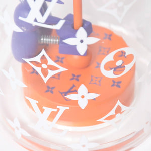 新品未使用 LOUIS VUITTON ルイヴィトン ウッドペッカー クリアオブジェ キツツキ プラスチック パープル オレンジ モノグラムパターン 中古 4a008188