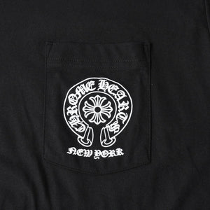 新品同様 CHROME HEARTS クロムハーツ NEW YORK限定 ホースシュー フローラル ロングスリーブTシャツ Lサイズ ブラック スクロールラベル フローラルクロス 中古 4a007897