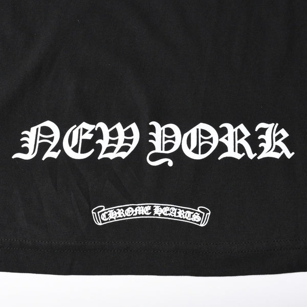 新品同様 CHROME HEARTS クロムハーツ NEW YORK限定 ホースシュー フローラル ロングスリーブTシャツ Lサイズ ブラック スクロールラベル フローラルクロス 中古 4a007897