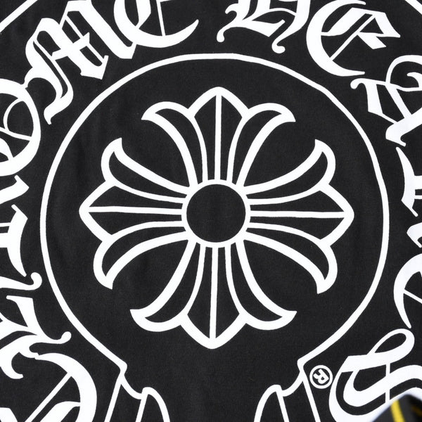 新品同様 CHROME HEARTS クロムハーツ NEW YORK限定 ホースシュー フローラル ロングスリーブTシャツ Lサイズ ブラック スクロールラベル フローラルクロス 中古 4a007897