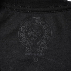 新品同様 CHROME HEARTS クロムハーツ NEW YORK限定 ホースシュー フローラル ロングスリーブTシャツ Lサイズ ブラック スクロールラベル フローラルクロス 中古 4a007897