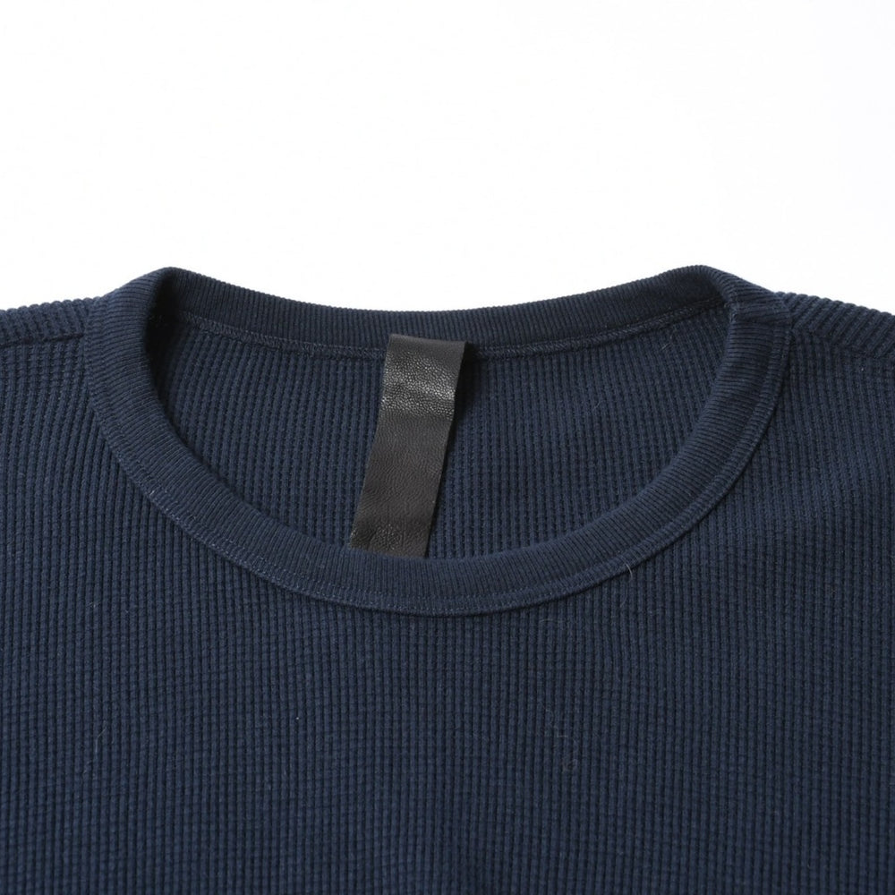 極美品 CHROME HEARTS クロムハーツ 長袖 Tシャツ サーマル ネイビー クロスパッチ ネイビー レッド サイズ XL 赤 中古 4a008130