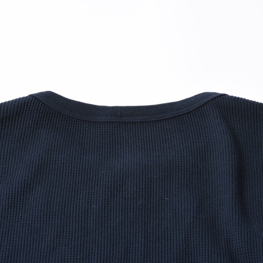 極美品 CHROME HEARTS クロムハーツ 長袖 Tシャツ サーマル ネイビー クロスパッチ ネイビー レッド サイズ XL 赤 中古 4a008130
