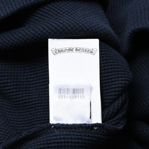 極美品 CHROME HEARTS クロムハーツ 長袖 Tシャツ サーマル ネイビー クロスパッチ ネイビー レッド サイズ XL 赤 中古 4a008130